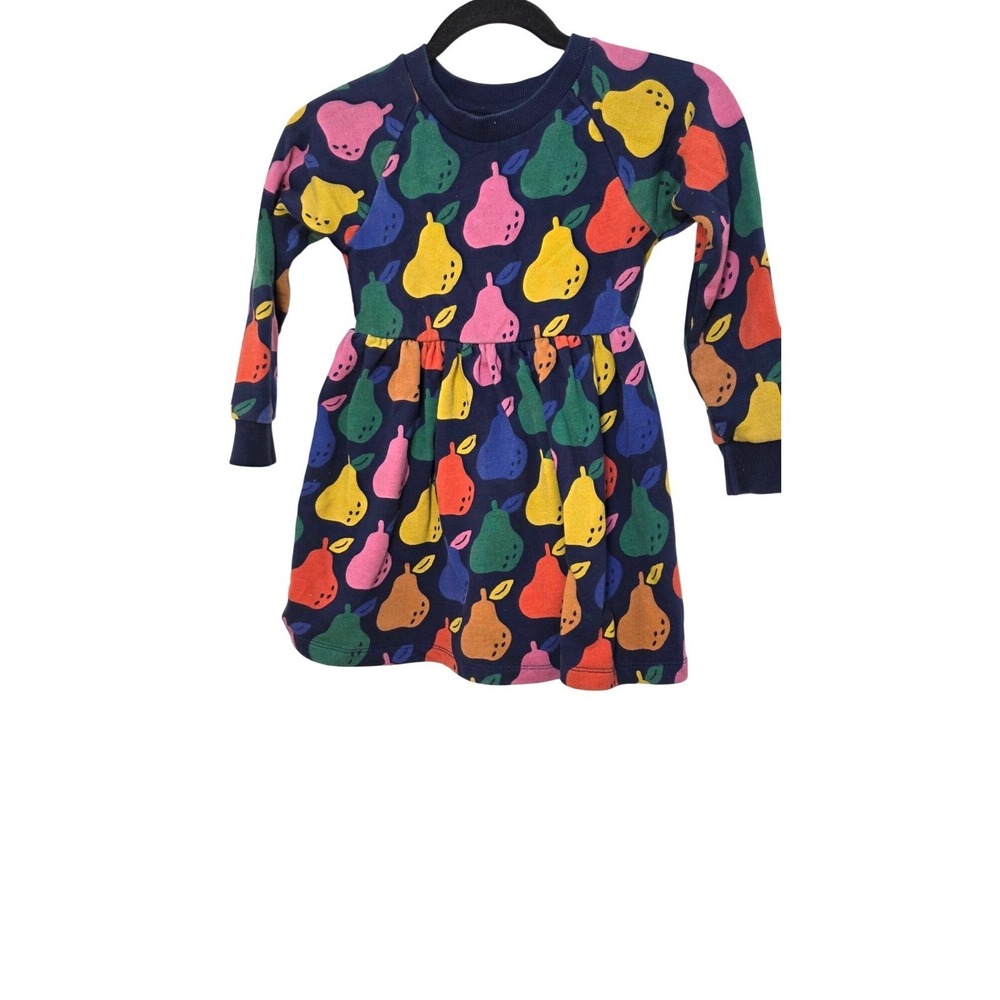 Hanna Andersson Girls Cotton Long-Sleeve Pear Print Dress Size 5‎ 110 Cm